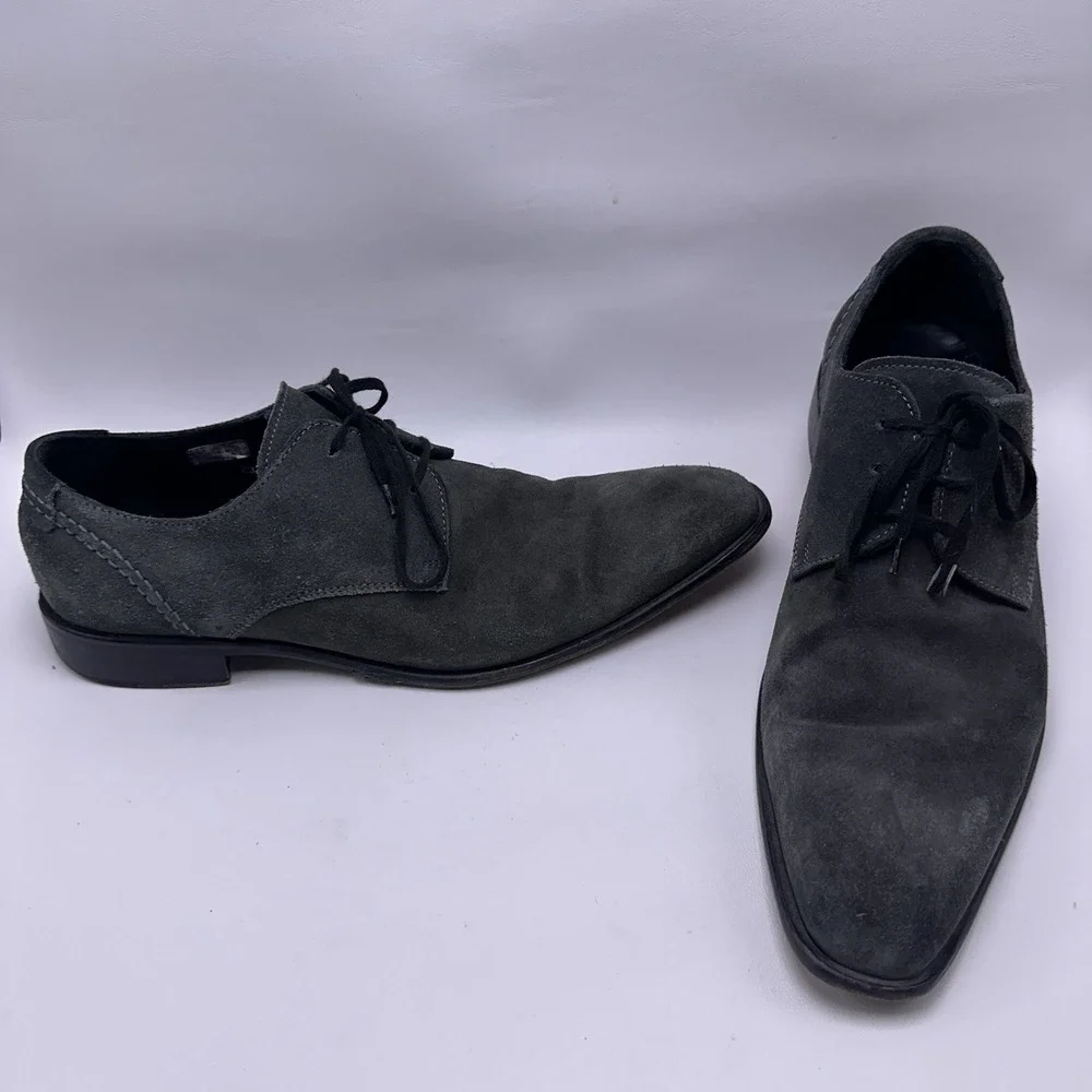Vtg Kenneth Cole New York Made in Italy Men's‎ 9 Grey Suede Oxford Derby Shoes